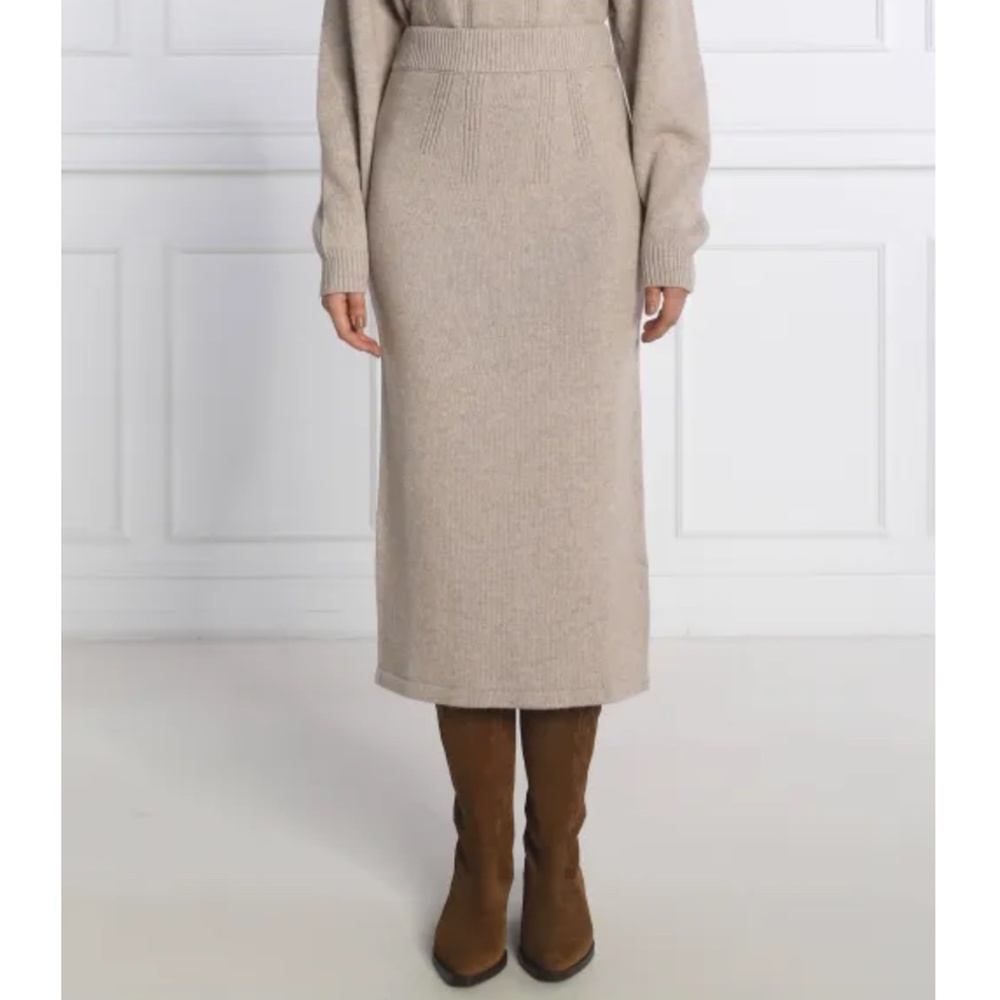 ba&sh Maisie Wool Cotton Knit Midi Skirt Beige Women’s Size Large - Picture 14 of 15